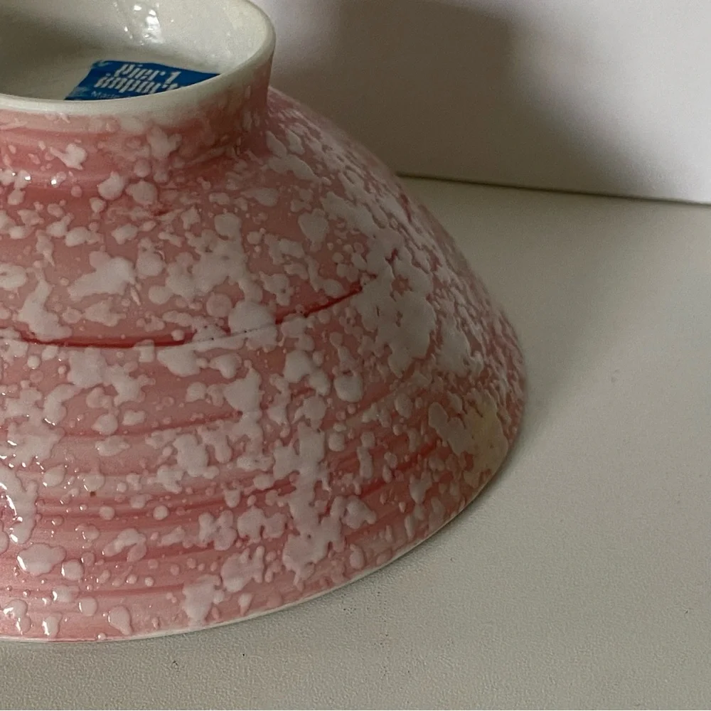 Vintage Pier 1 Imports Rice Bowls Pink Textured EUC 4.75” Splatter Ceramic